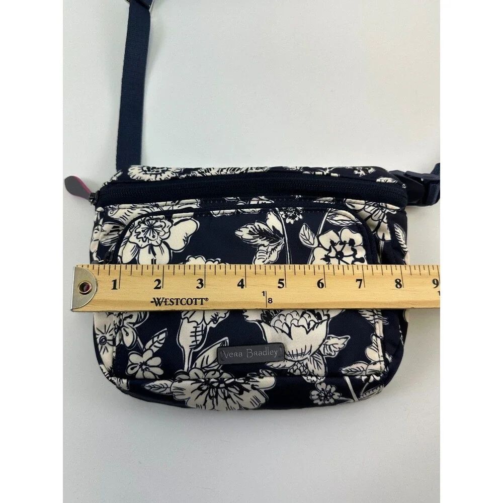 Vera Bradley Midtown Belt Bag Midnight Floral Blue White Travel Small Adjustable